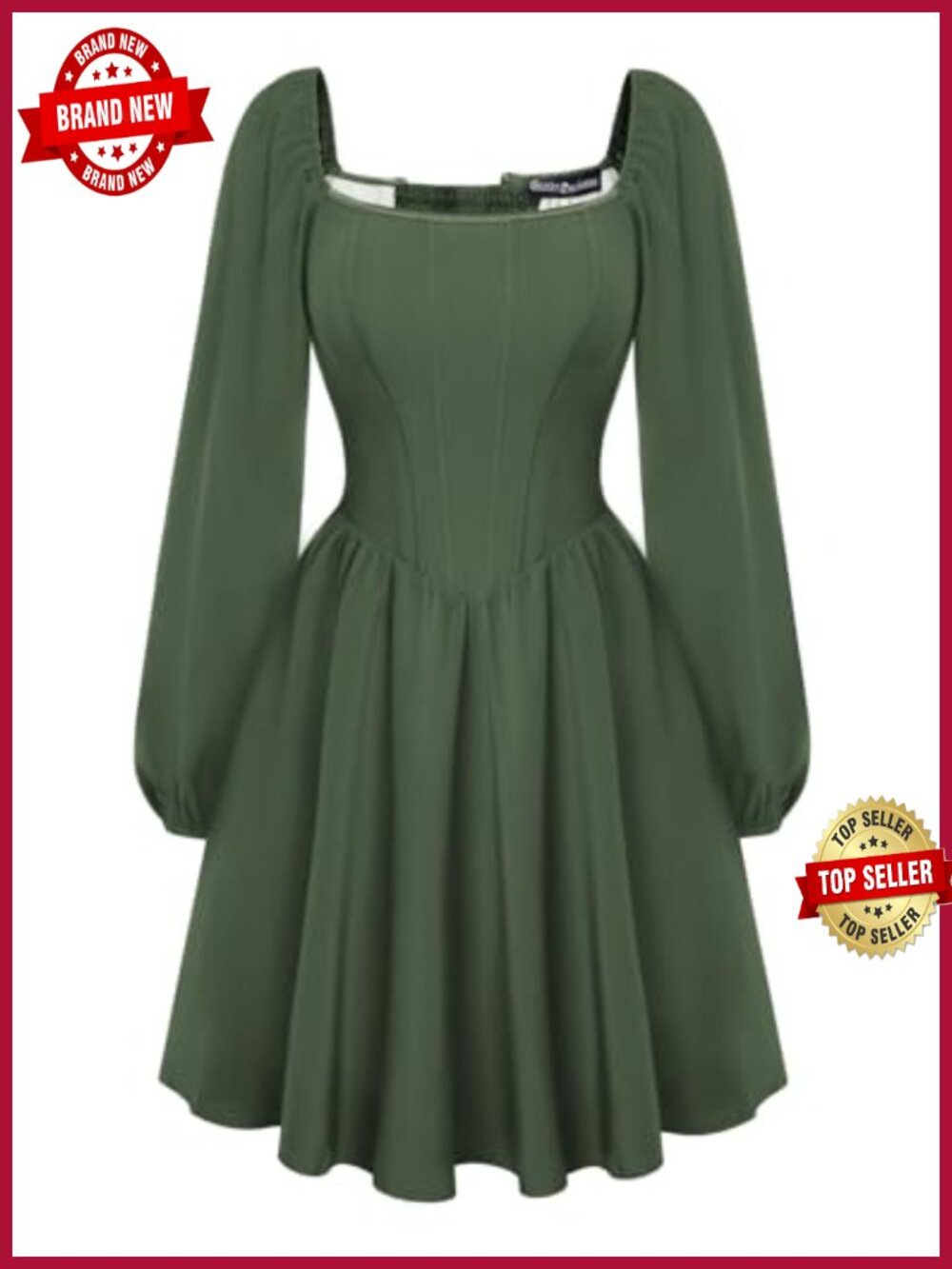 Corset Mini Dress with Fishbone Boning Flattering Puff Sleeves